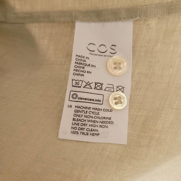 COS Men's Size Medium Hemp L/S Button-Down Shirt NEW - Picture 5 of 5